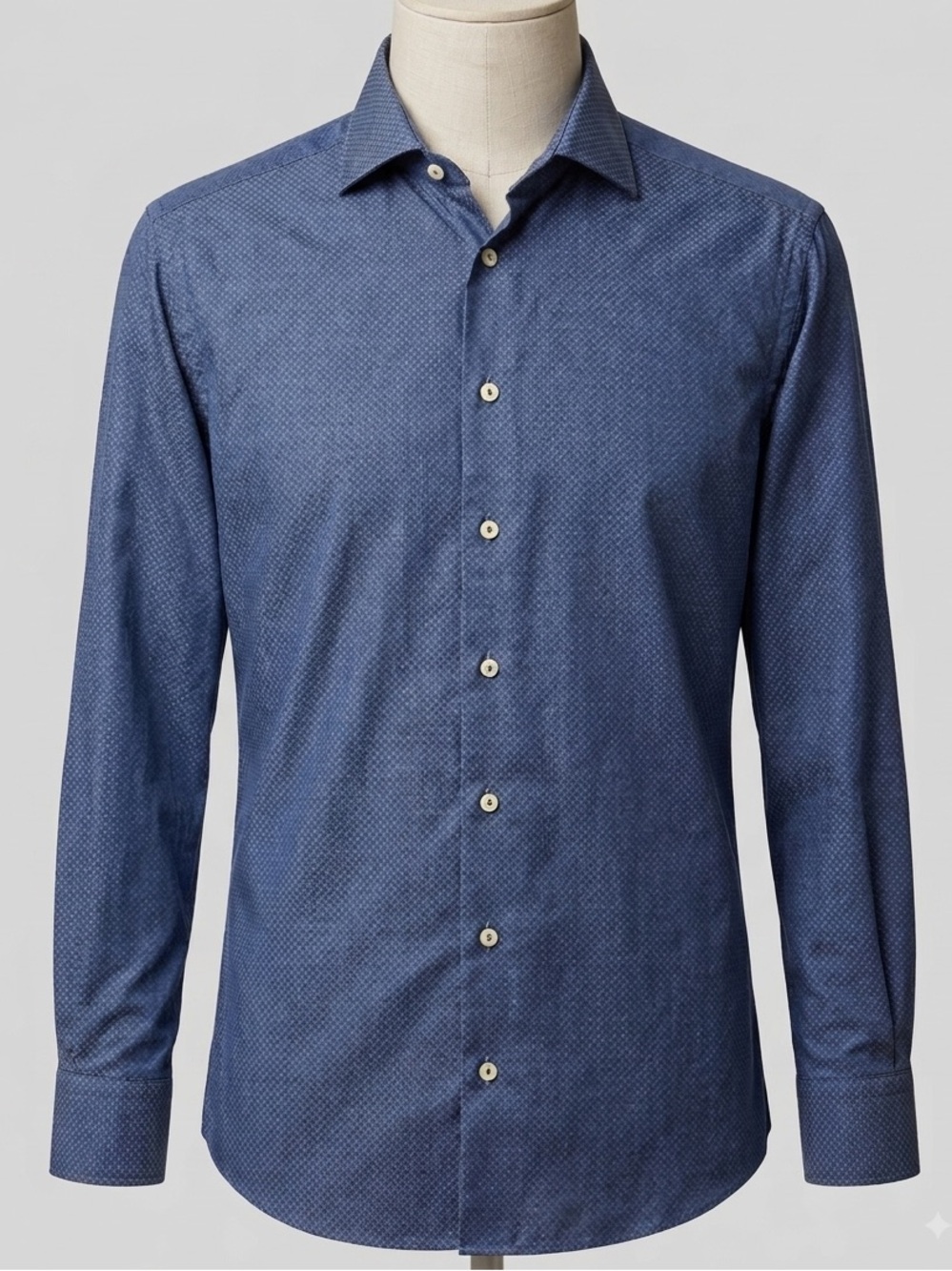 ETON Ganghester Sweden Dress Shirt Mens XL 17 43 Contemporary Fit Blue Geometric